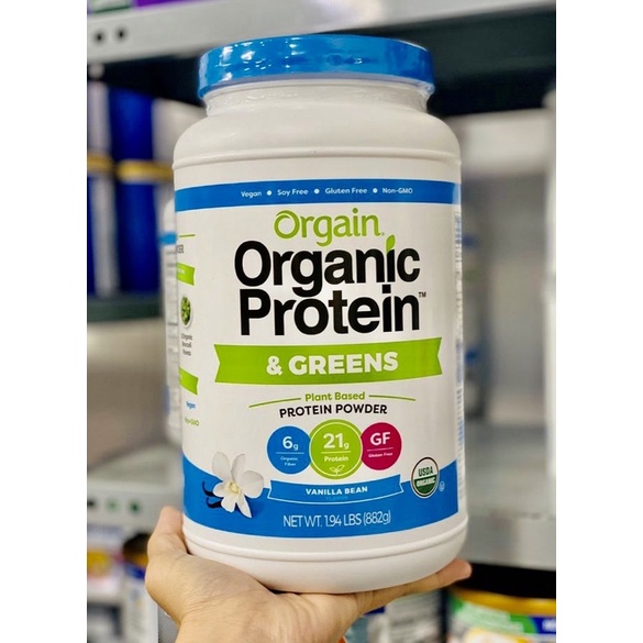 🍀[HSD 06/2022] Bột Đạm Thực Vật Hữu cơ của Mỹ ORGAIN Organic Protein & Greens Powder 882g và CLEAN WHEY 828g Vani