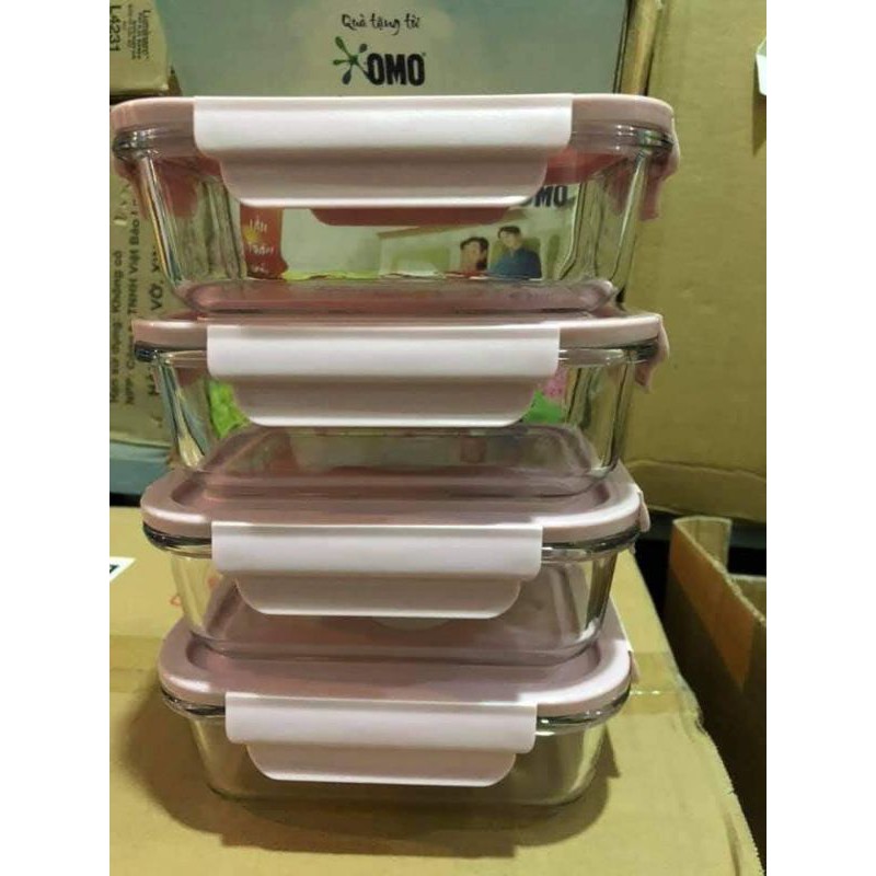 hộp thủy tinh chữ nhật 640ml ̣̣̣̣(nap hut chan khong)