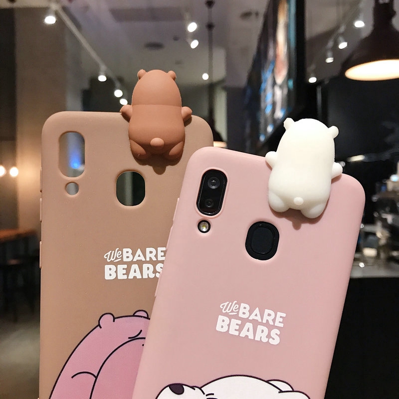 Ốp lưng Samsung M31 M30s M21 M20 A9 A7 A6 J5 J4 J2 Note 9 8 S10 Plus Prime 2018 Cute Bear Soft Case Cover+Bear Doll