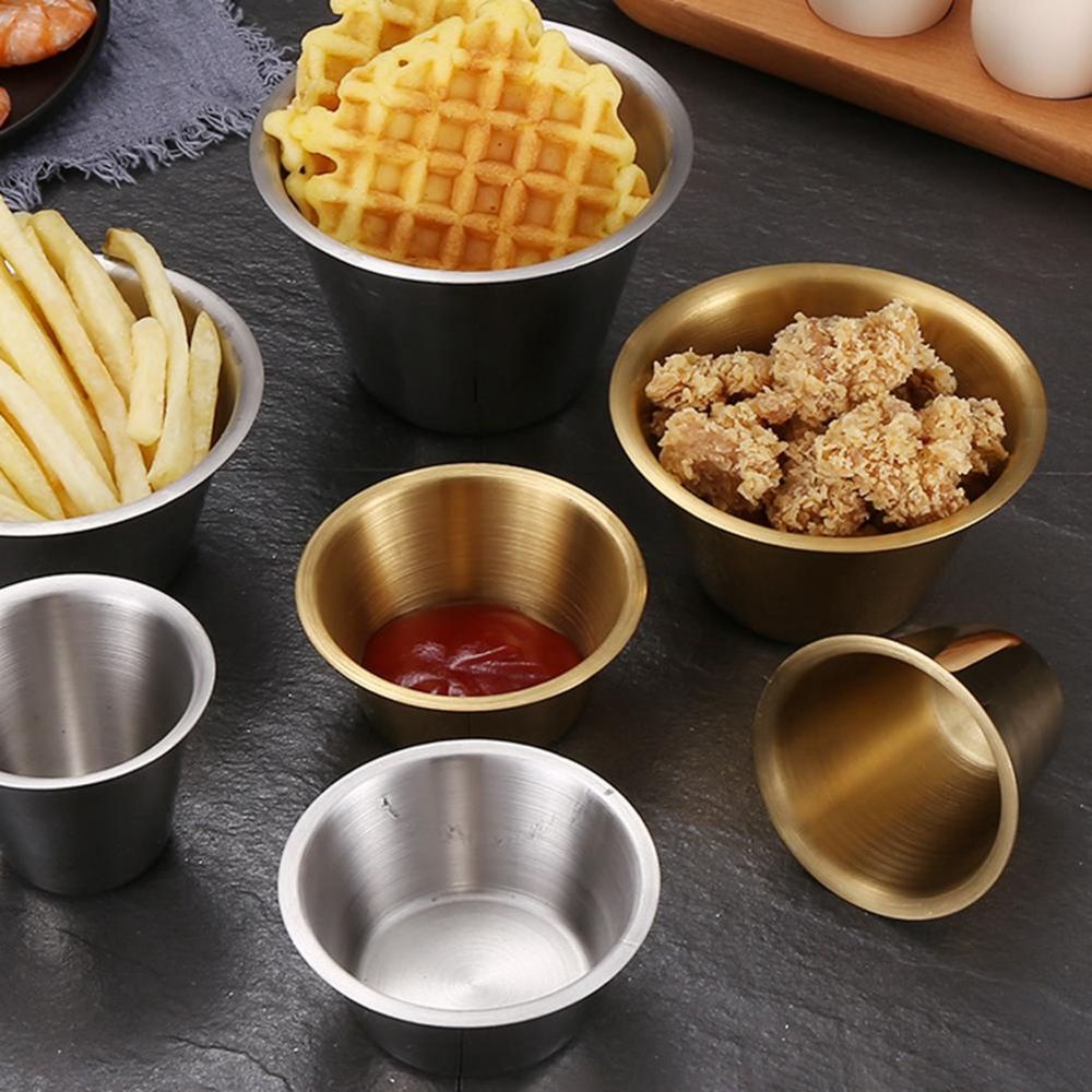 Bát đựng nước sốt/nước chấm bằng thép không gỉ cao cấp có thể tái sử dụng cho nhà hàng/quán ăn