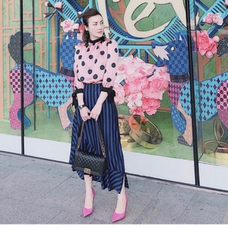 Áo chấm bi tay nơ ZARA