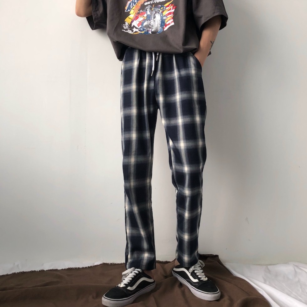 [Có Giải Rút+Cam Kết Đổi Trả]Quần Kẻ Caro Ống Rộng, Quần Baggy Ống Rộng Nam Màu Đen Có Giải Rút Vải Không Xù-CR01 | BigBuy360 - bigbuy360.vn