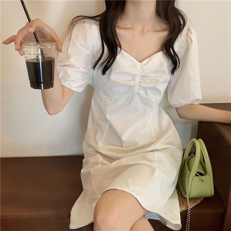 Đầm Cổ Vuông Tay Phồng Thời Trang Mùa Hè 2022 Phong Cách Pháp Cổ Điển Sang Trọng Dành Cho Nữ