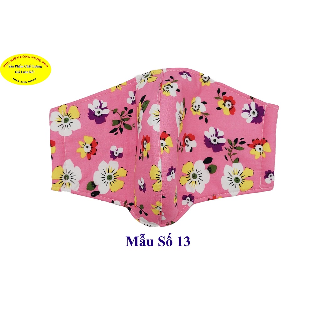 Khẩu trang vải nữ Chất liệu vải cotton Dày 3 lớp In hình Hoa lá các loại, Chống nắng, Chống bụi, Bảo vệ sức khỏe