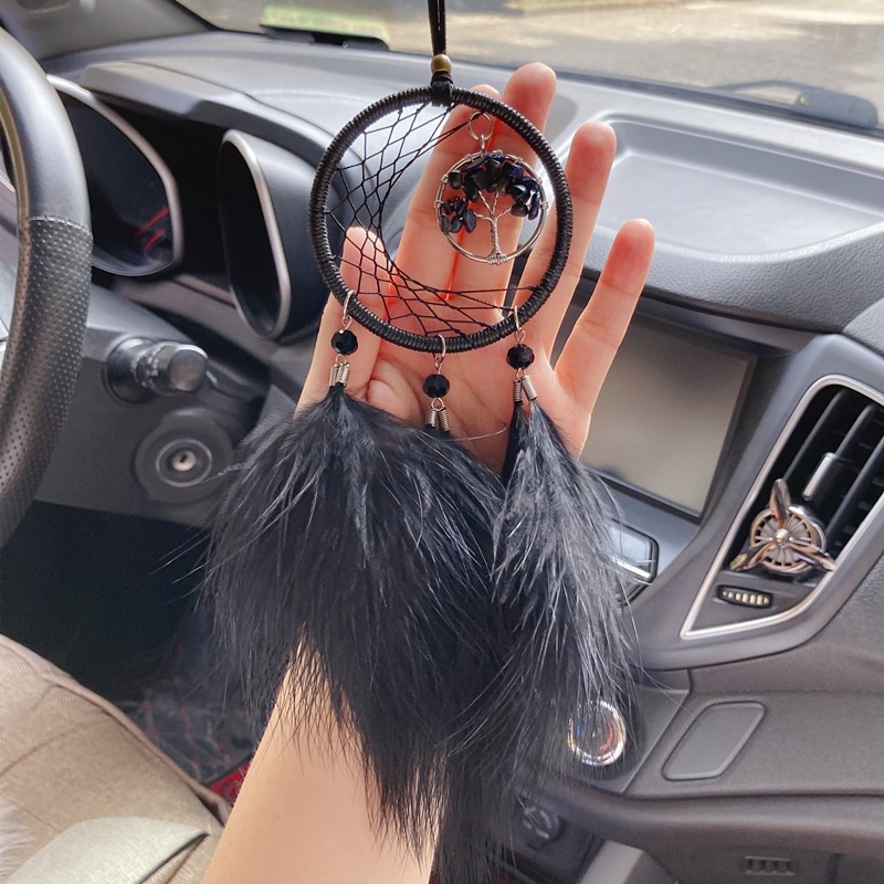 Dreamcatcher Đính Lông Vũ Treo Trang Trí Xe Hơi