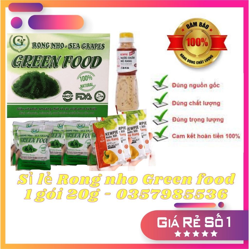 [NGOT10PTT][Rẻ Vô Địch] 1 gói Rong nho Green Food cao cấp nở ra rong nho tươi Organic Hàng công ty check