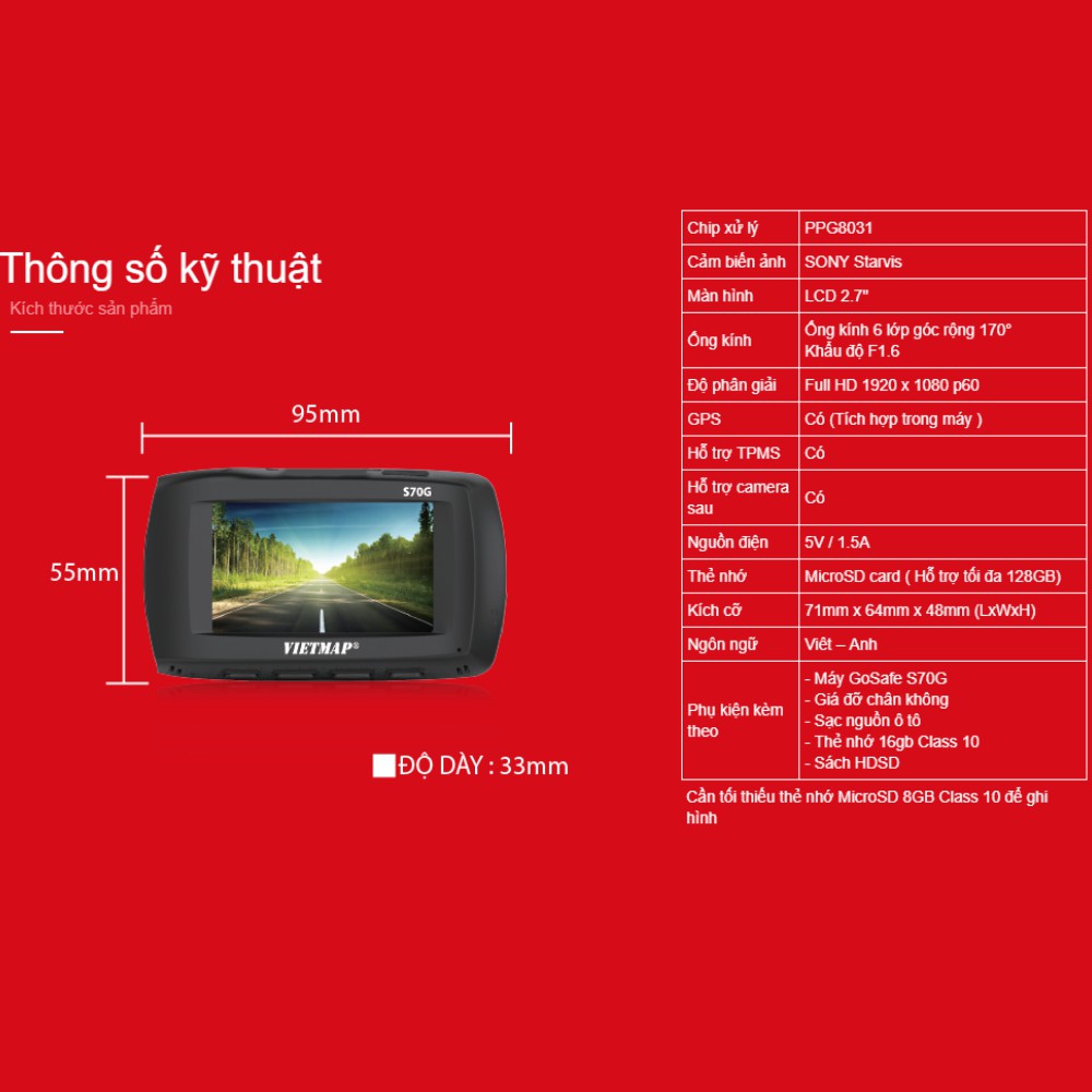 Camera hành trình Vietmap Papago S70G (Kèm Thẻ Nhớ 64Gb + Lắp Đặt) | BigBuy360 - bigbuy360.vn