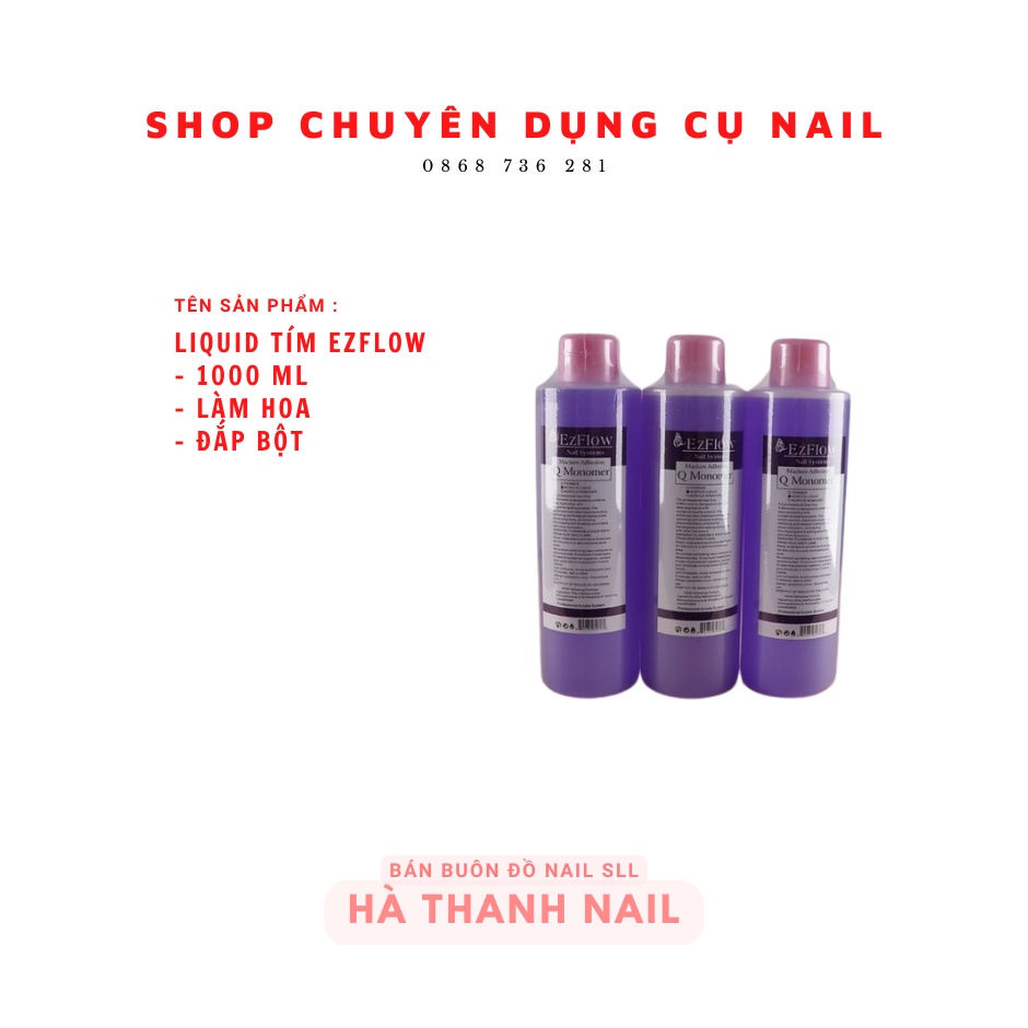 Dung Dịch Tím Ezflow Chính Hãng . Nước Đắp Bột Móng Tay, Nặn Hoa