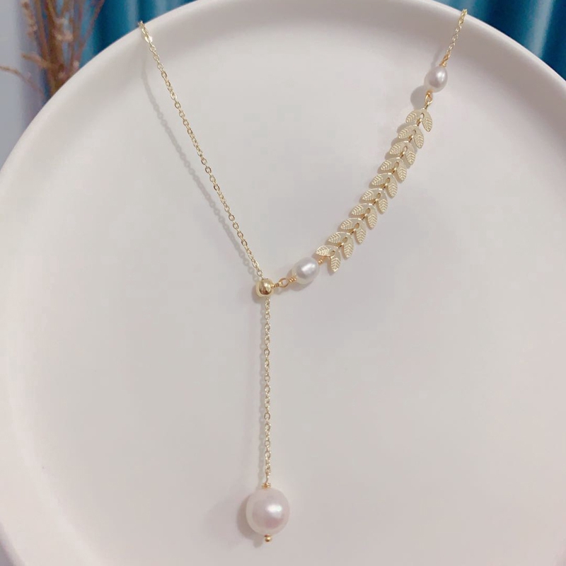 Fashion Simple Temperament Wheat Ear Pearl Pendant Necklace Female Tide High Sense Clavicle Chain Necklace