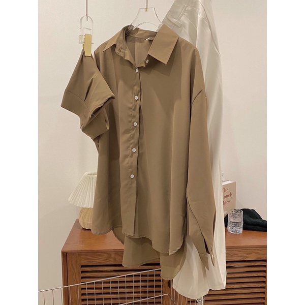 [Mã FAMARAL1 giảm 10K đơn 50K] Áo sơ mi lụa trơn basic - áo sơ mi oversize nhiều màu