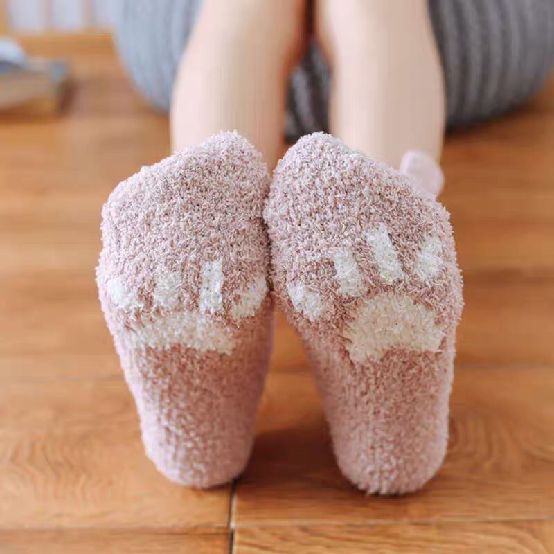 Tất len lông cừu hình tay chân mèo thêu mặt mèo trái tim dễ thương giữ ấm mùa đông siêu ấm đại hàn