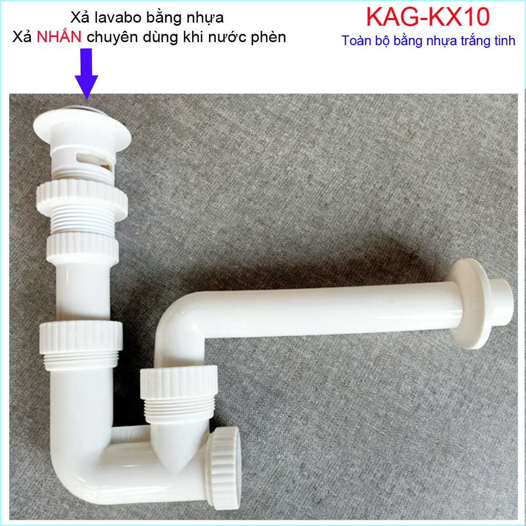 Xả chậu lavabo nhựa nút nhấn KAG-KX10, bộ xả lavabo cho nước nhiễm phèn chất liệu nhựa 100% tiện dụng siêu bền
