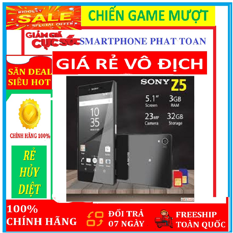 điện thoại __ Sony Xperia Z5 Quốc Tế Ram 3G/32G mới Fullbox - Chơi PUBG-Free Fire-Liên Quân nuột Mượt