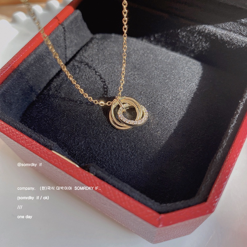 Dây chuyền YeYi thép titan mặt nhẫn đính đá zircon sang trọng thời trang cho nữ