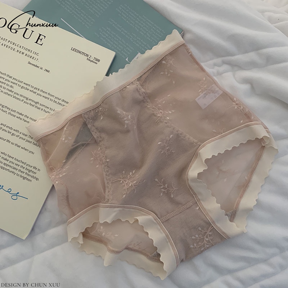 Quần lót ren nữ cạp cao phối viền su mát lạnh, hỗ trợ gen bụng định hình vòng eo thon gọn ChunXuu- GB15