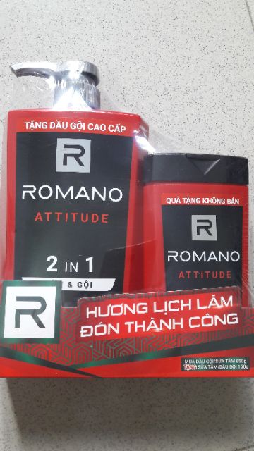 Romano - Tắm gội 2in1  Attitude/ Force 650g tặng kèm chai tắm180g