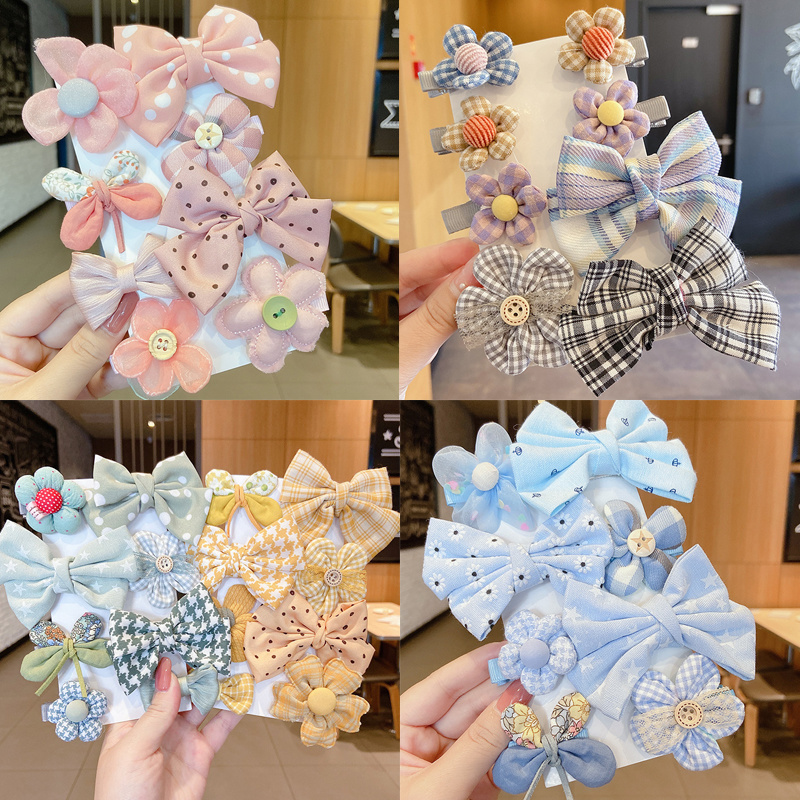 Set 8 kẹp tóc trang trí nơ và hoa đáng yêu dành cho bé gái