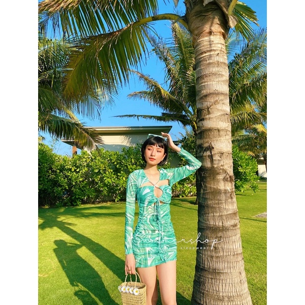 BIKINI Váy dài tay loang xanh sexy hot trend