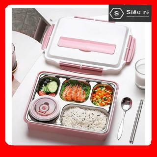 Khay đựng cơm giữ nhiệt chống tràn 5 ngăn inox 304 - hộp đựng cơm văn phòng