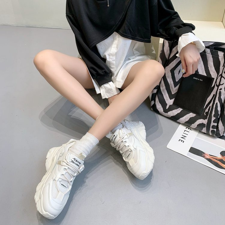 Ulzzang Wedges Sneaker Lace Up Breathable Comfortable Sport Shoes