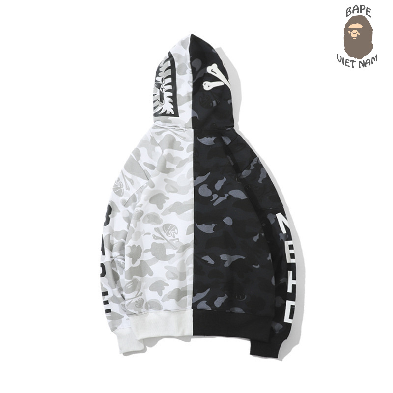 Jacket Bape Shark x NBHD Half Camo fullzip , Áo khoác Hoodie Bape Cá Ngáo