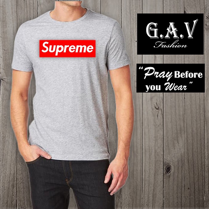 Áo Thun Supreme Tay Ngắn Chất Liệu Dày Dặn Mềm Mại Size S M L Xl 20s