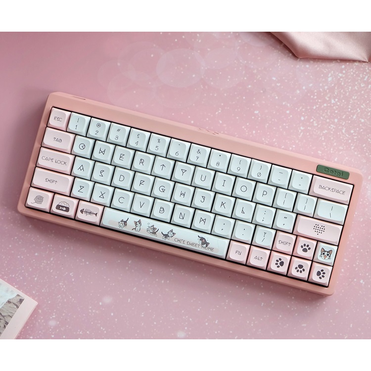 Bộ Keycap PBT nút bàn phím cơ profile XDA Chi Chi Cat ... phù hợp nhiều loại bàn phím