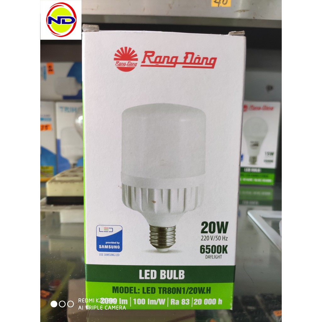 Bóng Led Bulb Trụ 20w Rạng Đông - Bảo hành 1 đổi 1