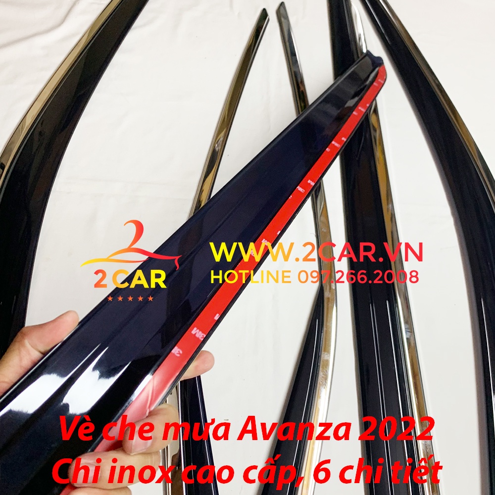 Vè che mưa, viền che mưa xe Toyota Avanza 2022 loại chỉ INOX cao cấp 6 chi tiết