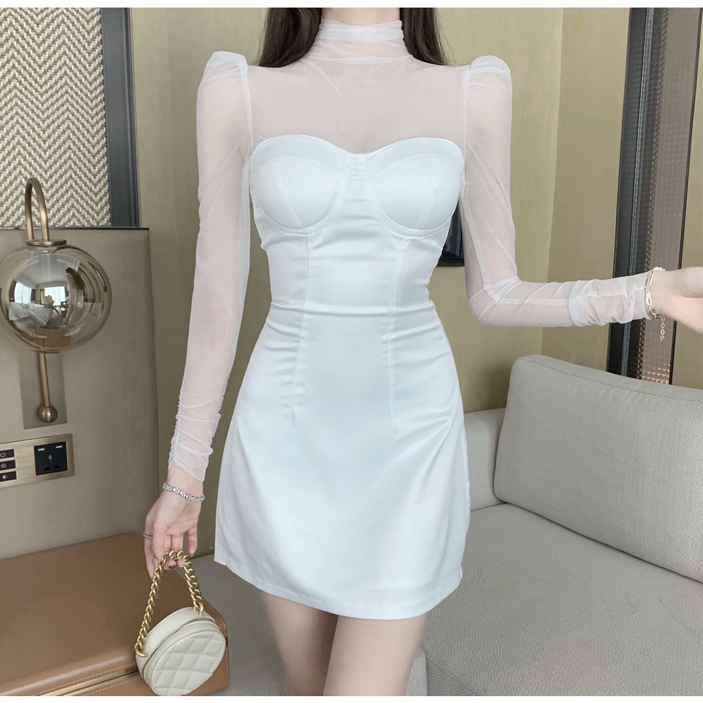 Đầm dáng ôm tay lưới Emilyshop ulzzang