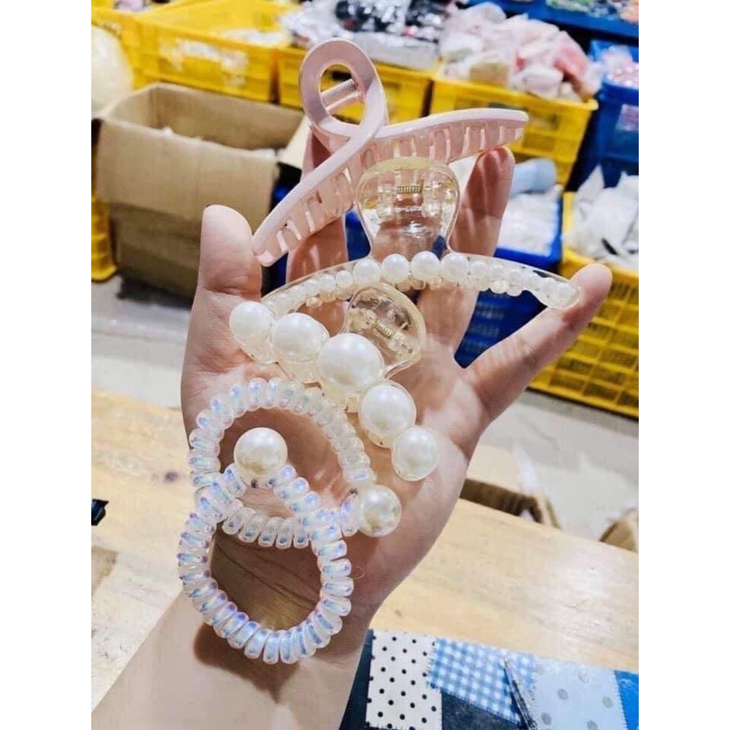 Hot Set Kẹp Tóc và Buộc Tóc 5 Món Siêu Xinh Kèm Túi Zip và hình thật