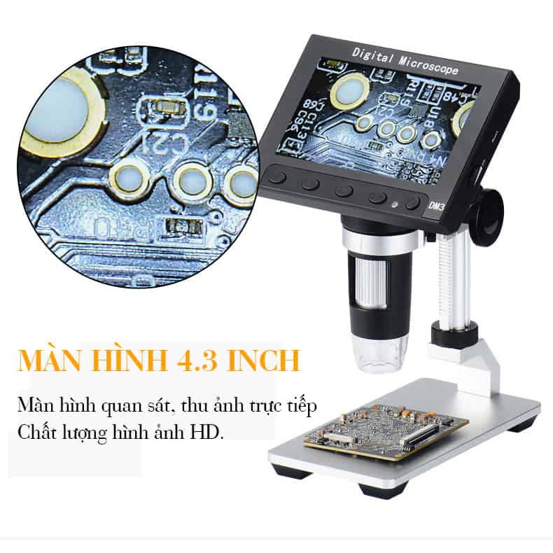 Kính hiển vi công nghiệp có màn hình LCD - Quay, chụp ảnh trực tiếp vào thẻ nhớ