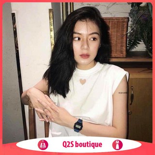 Áo Tank Top Thêu Tim Basic Cực Chất TRẮNG CỔ TRÒN