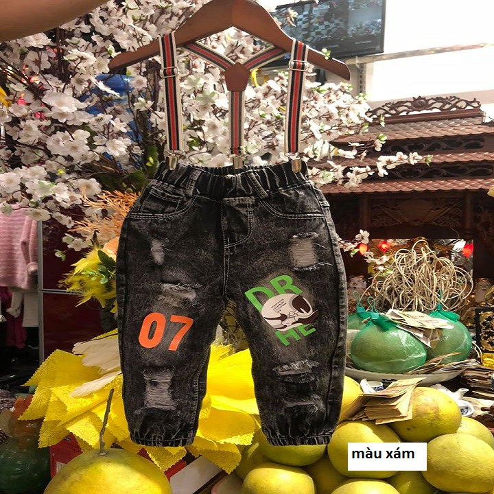 QUẦN JEAN RÁCH KÈM DÂY YẾM CHO BÉ TRAI SIÊU NGẦU