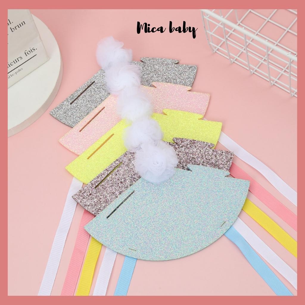 Băng đô mũ chóp đính bông lấp lánh, nón trang trí sinh nhật cho bé BD62 Mica baby