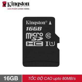 Thẻ nhớ micro SDHC Kingston 16GB class 10 upto 80MB/s - Hãng phân phối chính thức