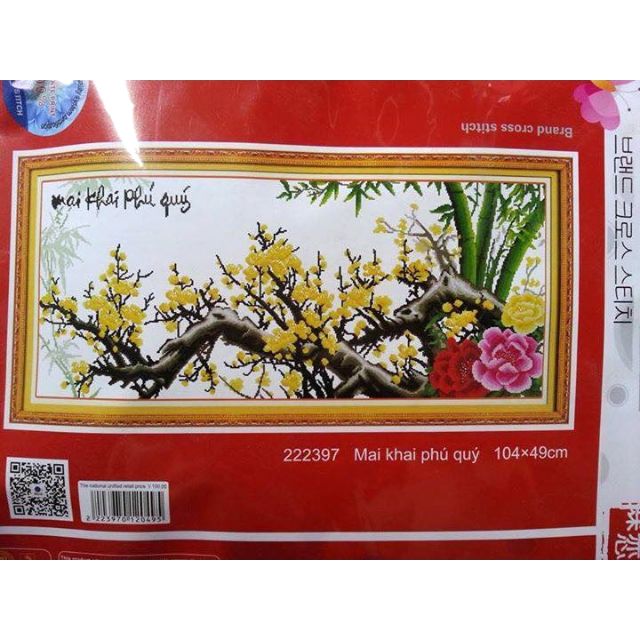 Tranh thêu hoa mai 222397 ( 104*49)