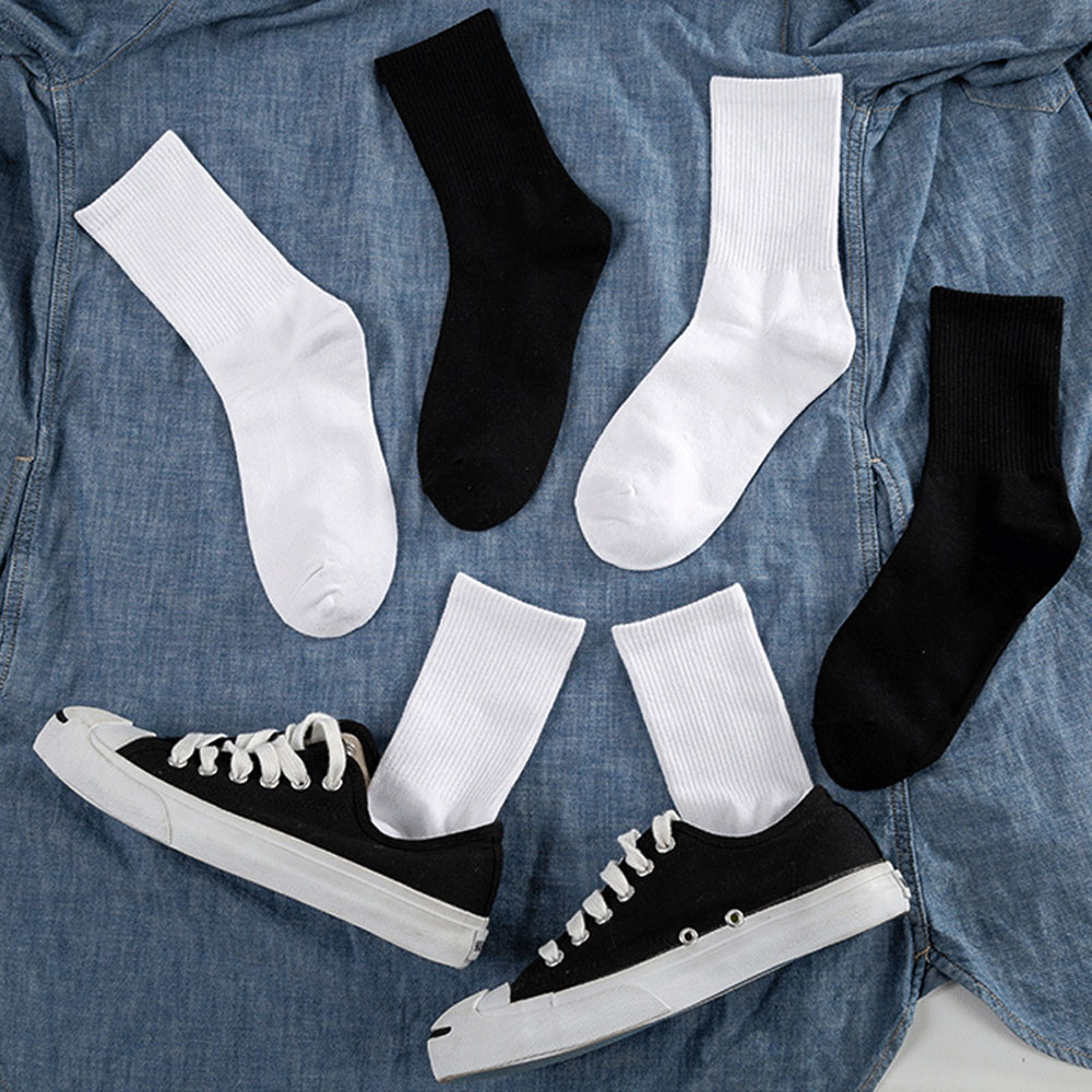 Vớ Cotton Màu Trơn Kiểu Dáng Đơn Giản Dành Cho Cả Nam Và Nữ