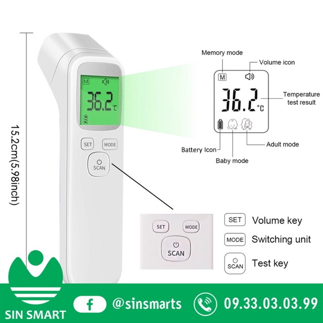 Nhiệt kế hồng ngoại thông minh tự động báo sốt