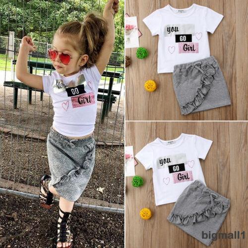 Set Áo Thun Ngắn Tay Và Chân Váy Xòe Dễ Thương Dành Cho Bé Gái
