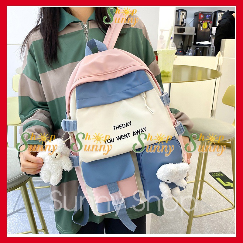 Balo cặp xách trẻ em học sinh cấp 2 ba lô trung học con gái chống thấm nước Tặng móc khóa thú bông SN130