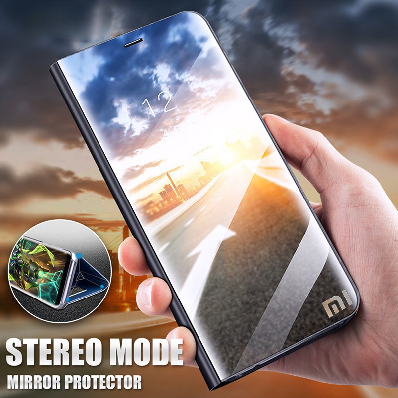 Ốp điện thoại nắp gập tráng gương thông minh sang trọng cho XIAOMI Redmi Note 8 Pro Note 7 S2 4 4a 5 5+ 6 6a 7 7a Mi A3 Lite