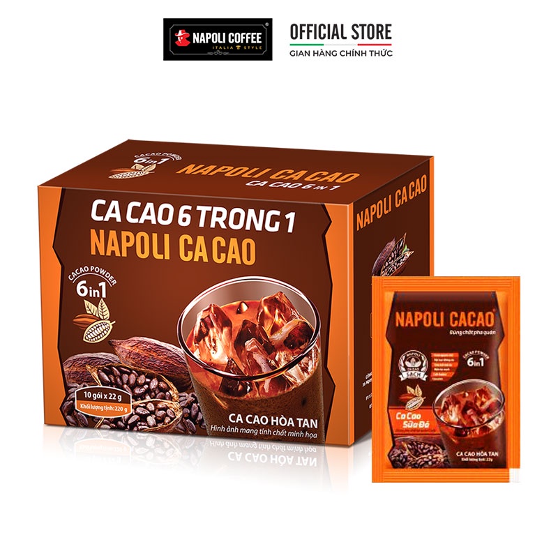 Cacao Hoà Tan 6in1 Napoli 22g/gói - Bổ Sung Mầm Lúa Mạch