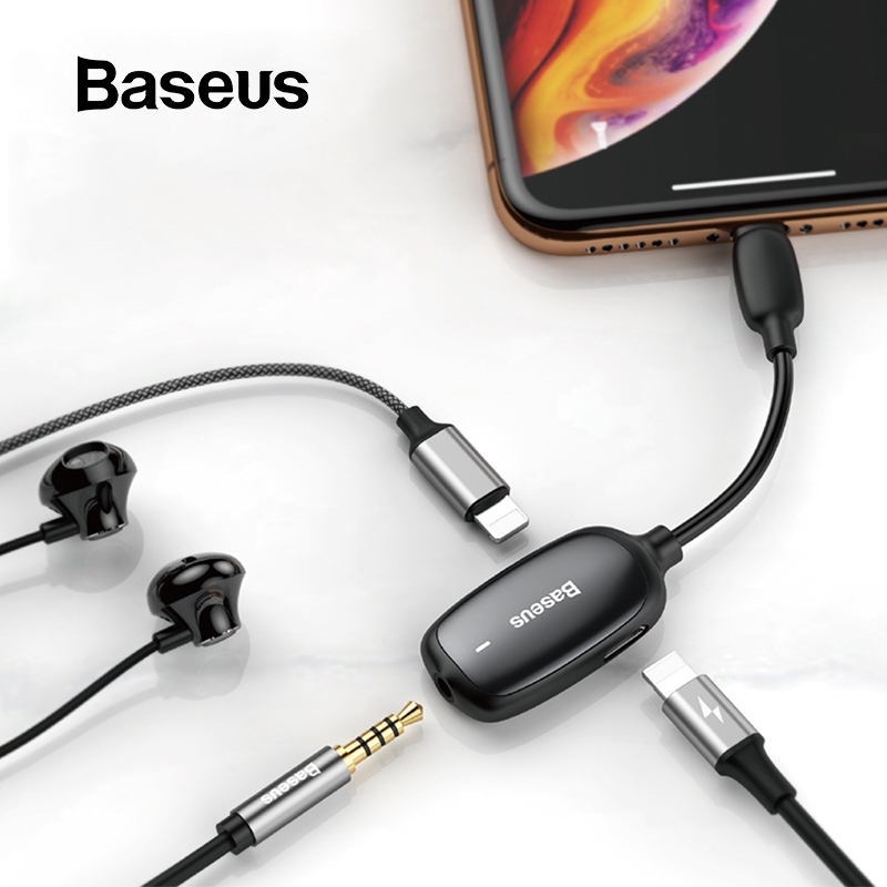 Baseus Audio aux adapter đối với iPhone 11 Pro XS Max XR X 8 7 Headphone chuyển đổi đối với Lightning để 3.5 mm jack OTG Cable splitter