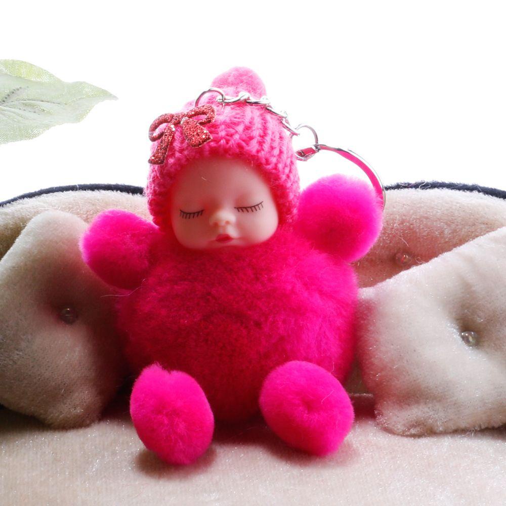 Móc Khóa Hình Em Bé Đang Ngủ Có Bóng Lông Dễ Thương