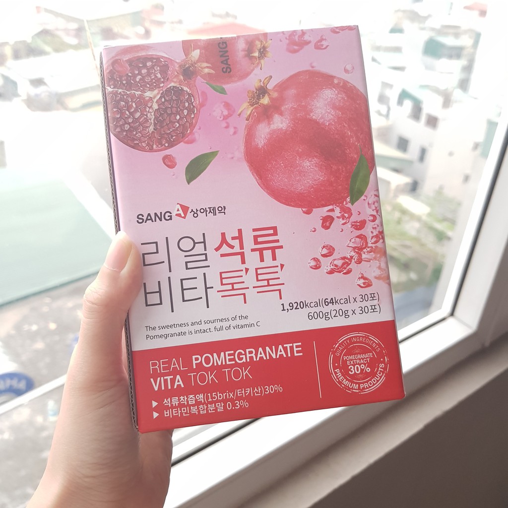 Nước ép lựu đẹp da, giảm cân Real Pomegranate Vita Tok Tok (hộp 30 gói)