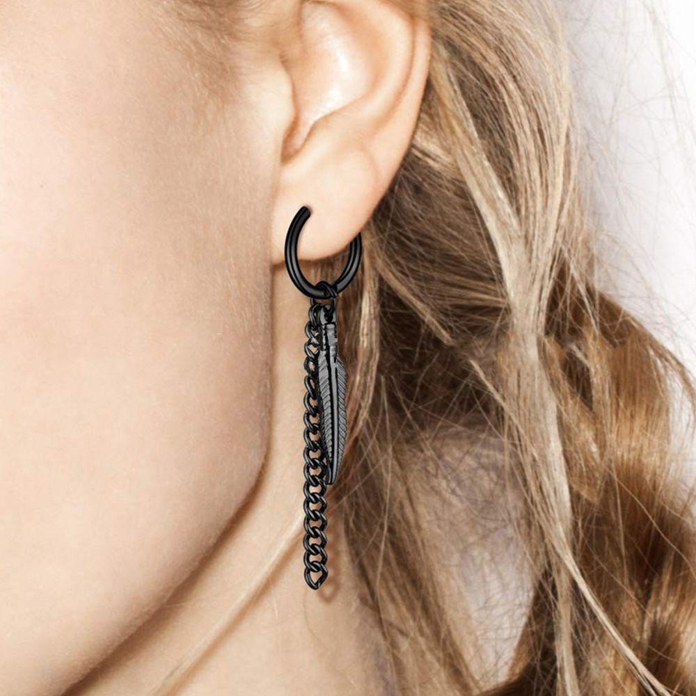 Khuyên Tai Tròn Phối Tua Rua Bằng Thép Không Gỉ Thời Trang Cho Nam Và Nữ