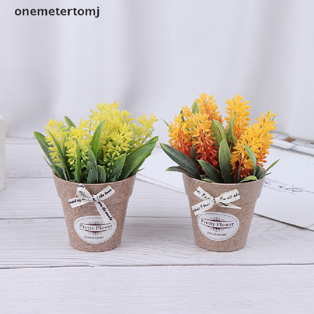 【onemetertomj】 Artificial Plant Decorative Flowers Fake Flowers Mini Potted Bonsai Green Plant .