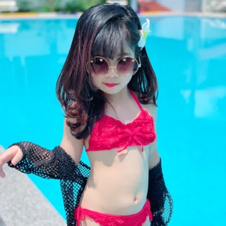 Set bikini kem set hoa quan trang kkc