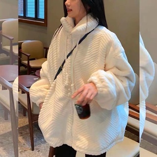 Áo khoác lông thỏ thiết kế nổi vân KHÔNG LOGO áo siêm mềm mịn siêu ấm có dây mới nhất 2022